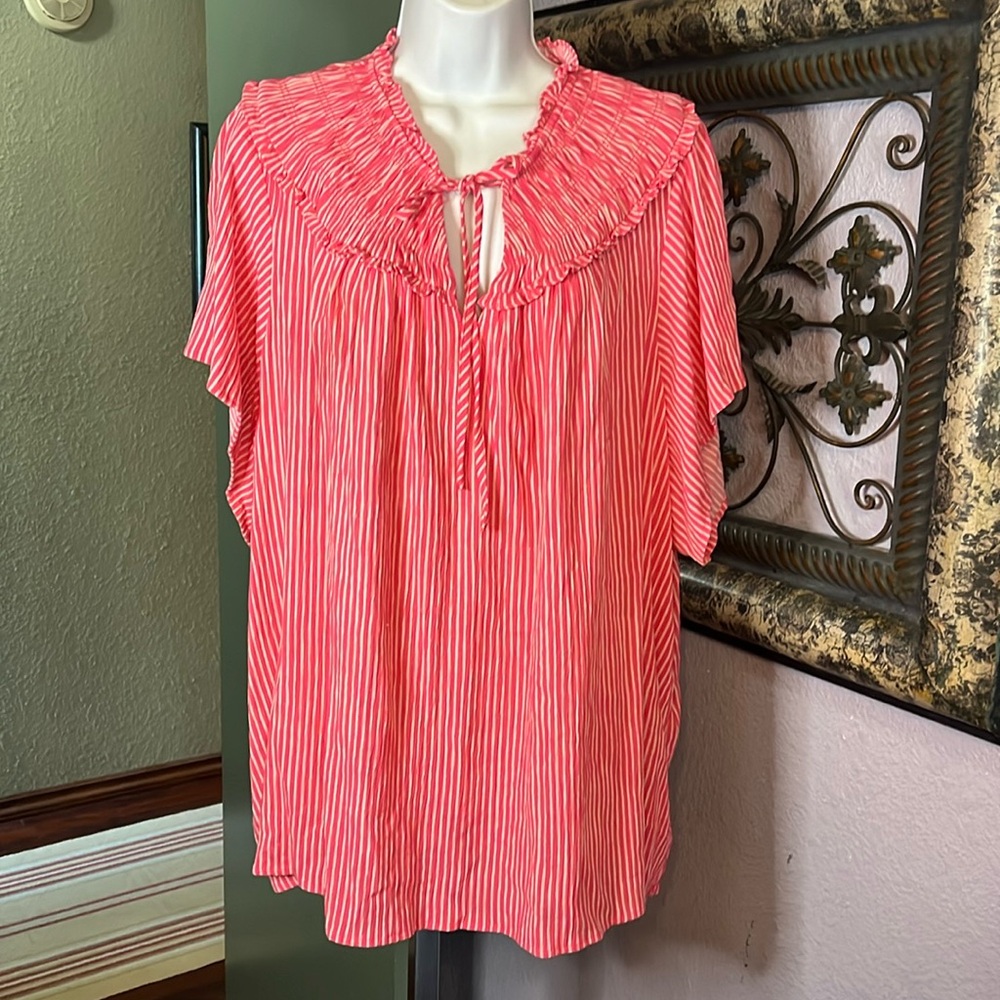 Torrid Top Red Striped Cap Sleeve NWOT Sz 5